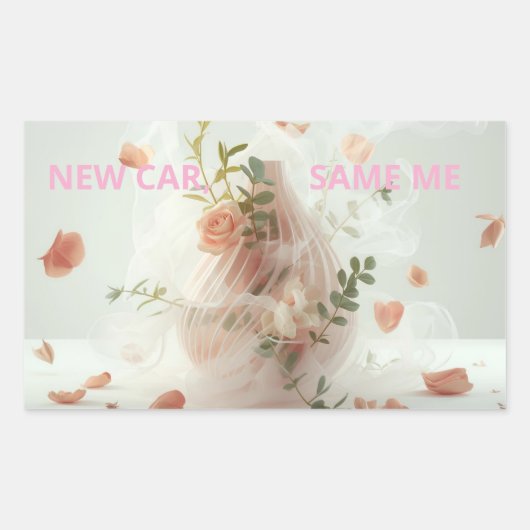 Funny Sticker – NEW CAR, SAME ME 長方形シール (正面)