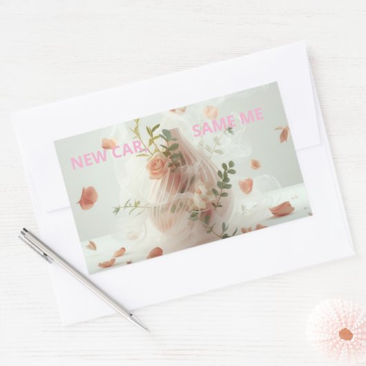 Funny Sticker – NEW CAR, SAME ME 長方形シール (封筒)