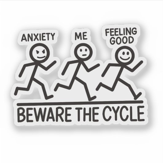 Funny Stickman Anxiety Mental Health Reminder シール (正面)