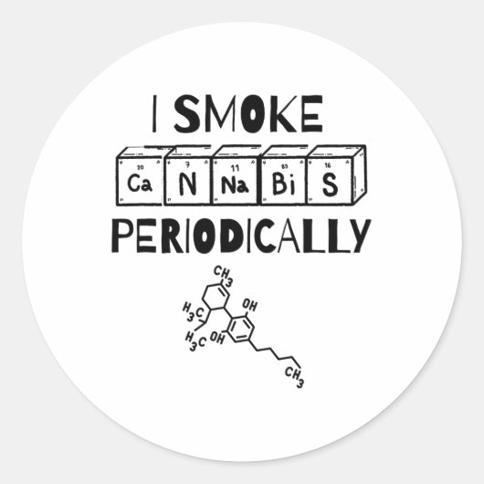 Funny Stoner Day Periodic Table Science Thc  ラウンドシール (正面)