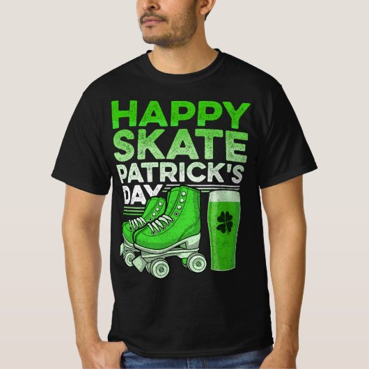 Funny StPatrick's Day Roller Skates Beeer Tシャツ (正面)