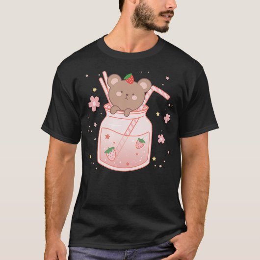 Funny Strawberry Bear Cute Kawaii Aesthetic Tシャツ (正面)