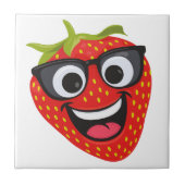 Funny Strawberry Ceramic Tile Decor タイル (正面)