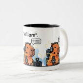 Funny Streamer Capybara Mug – Custom Channel Name ツートーンマグカップ (正面右)