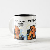 Funny Streamer Capybara Mug – Custom Channel Name ツートーンマグカップ (正面左)