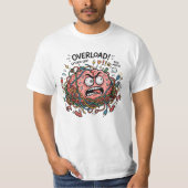 Funny Stressed Brain Overload Tangled Wires Tech E Tシャツ (正面)