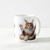 Funny Stretching Maine Coon Kitten Photo コーヒーマグカップ (正面右)