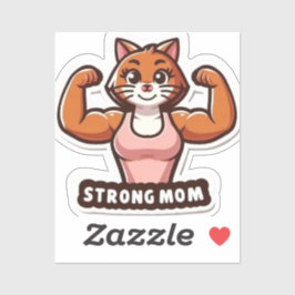 Funny Strong Cat Mom Sticker シール
