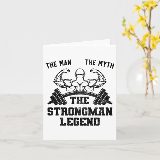 Funny Strongman The Man The Myth The Strongman Leg カード (黄色い花)