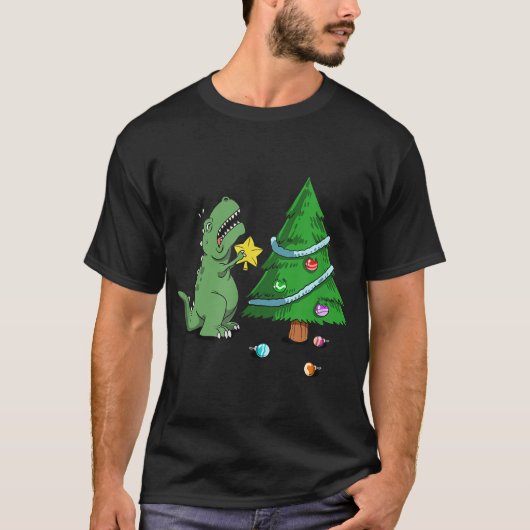 Funny Struggle Is Real Dinosaur Christmas Tree Sta Tシャツ (正面)