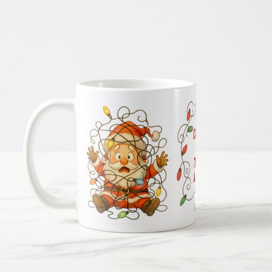 Funny Stuck Santa Christmas Mug コーヒーマグカップ (左)