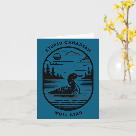 Funny Stud Canadian Wolf Bird Hockey Romance Lgbt  カード (黄色い花)