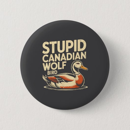 Funny Stud Canadian Wolf Bird Loon Hockey Wildlife 缶バッジ (正面)