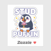 Funny Stud Puffin Cute Bird Cupcake Pun Graphic シール (シート)