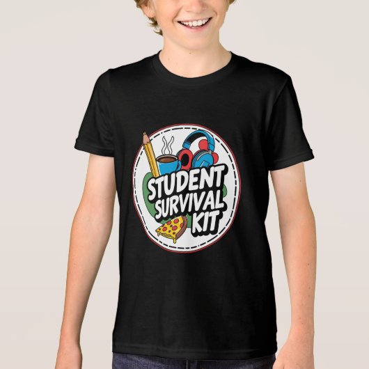 Funny Student Survival Kit Back to School Shirt トライブレンドＴシャツ (正面)