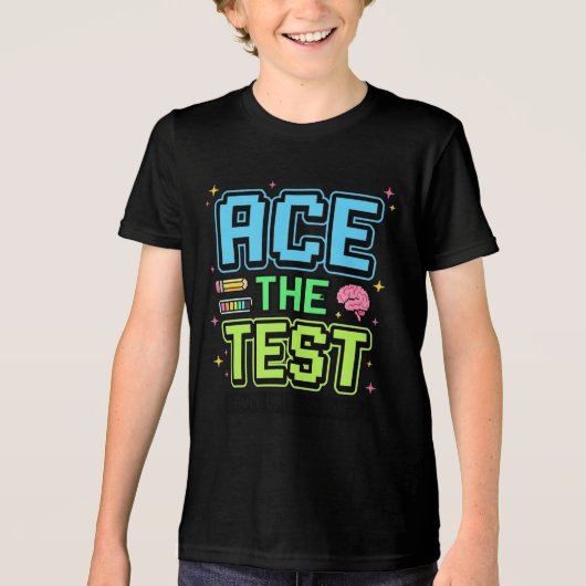 Funny Student Test Ace The Test Level Up Test Day トライブレンドＴシャツ (正面)