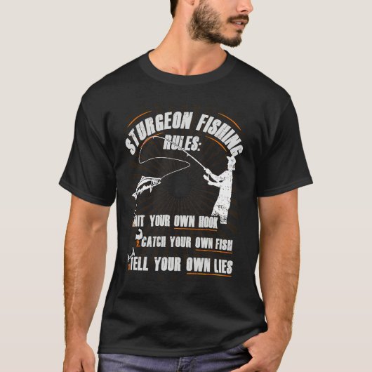 Funny Sturgeon fishing with Sturgeon fishing rod Tシャツ (正面)