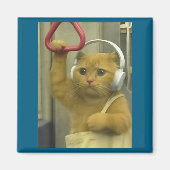 Funny Subway Cat Meme Stud Brainrot Cats Humor Kit マグネット (正面)