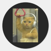 Funny Subway Cat Meme Stud Brainrot Cats Humor Kit ラウンドシール (正面)