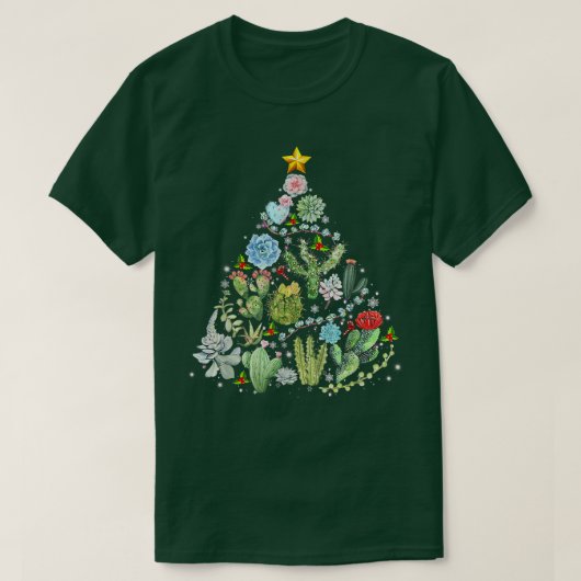 Funny Succulent Christmas Tree Cactus Gardener Xma Tシャツ (デザイン正面)