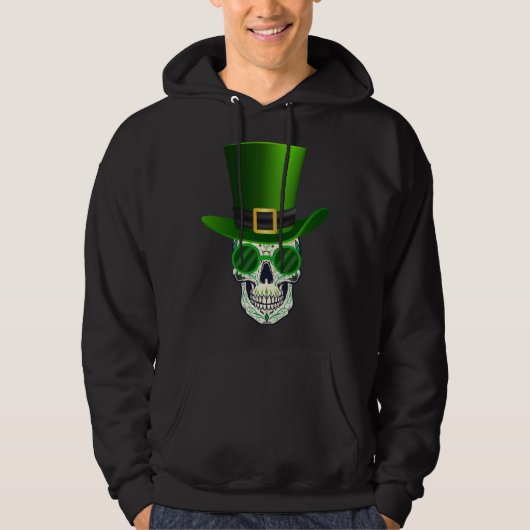 Funny Sugar Skull Saint Patricks Day of Dead パーカ (正面)