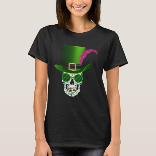 Funny Sugar Skull Saint Patricks Day of Dead 1 Tシャツ (正面)
