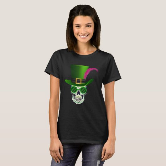 Funny Sugar Skull Saint Patricks Day of Dead 1 Tシャツ (正面フル)