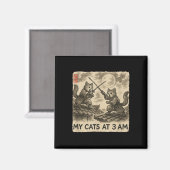 Funny Sumi-e Kawaii Ink Painting Japanese My Cats  マグネット (正面/裏面)