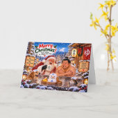 Funny Sumo Wrestler Christmas Card カード (黄色い花)