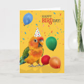 Funny Sun Conure Parrot Birthday カード (正面)