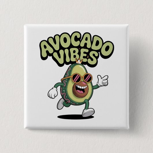 Funny Sunglasses Avocado 缶バッジ (正面)