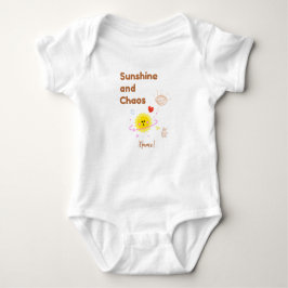 Funny "Sunshine and Chaos" Baby T-Shirt - Cute Kaw ベビーボディスーツ