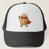 Funny Superhero Potato Cartoon Foam Trucker hat キャップ (正面)