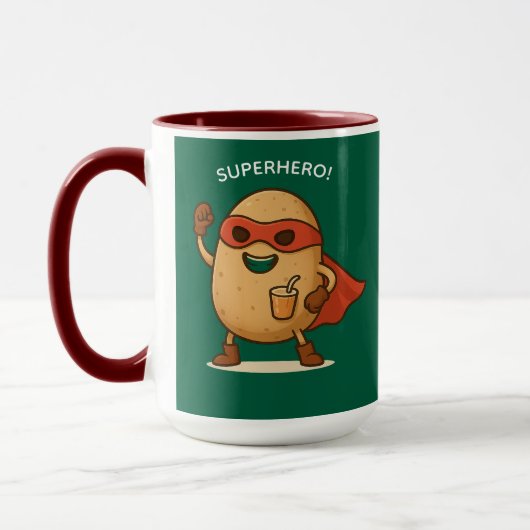 Funny Superhero Potato Cartoon Graphic Combo Mug マグカップ (左)