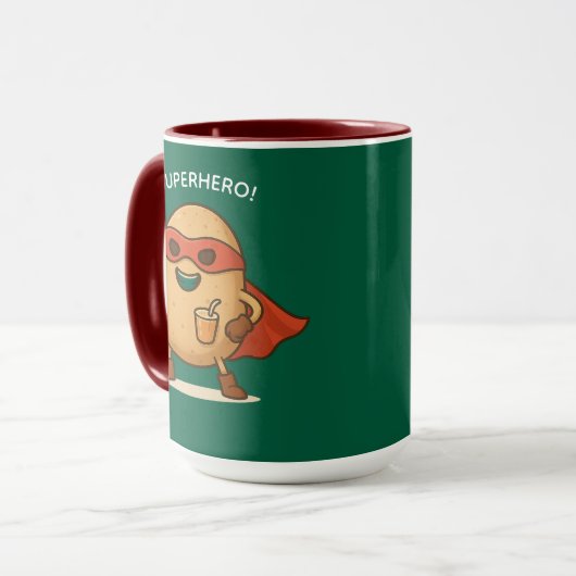Funny Superhero Potato Cartoon Graphic Combo Mug マグカップ (正面左)
