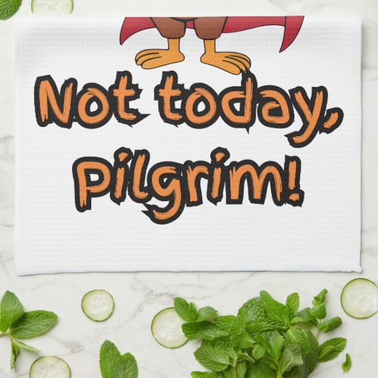 Funny Superhero Turkey Not Today Pilgrim キッチンタオル (折り畳み)