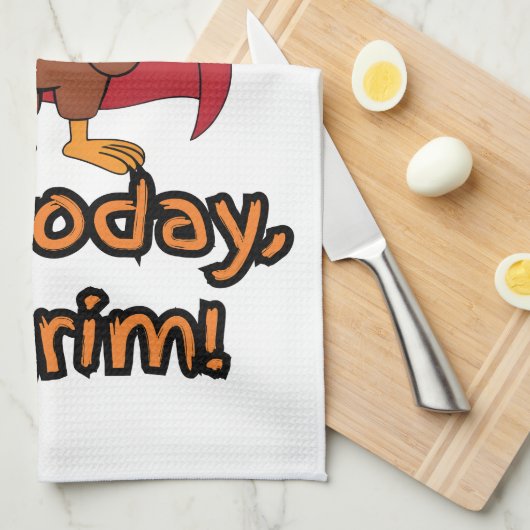 Funny Superhero Turkey Not Today Pilgrim キッチンタオル (四つ折り)