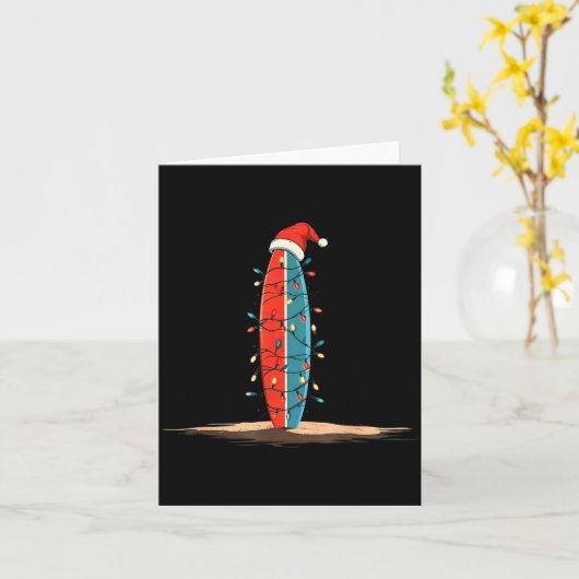 Funny Surf Christmas Lights Lover Surfboard Surfin カード (黄色い花)