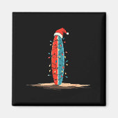 Funny Surf Christmas Lights Lover Surfboard Surfin マグネット (正面)