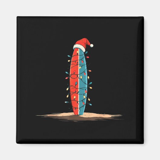 Funny Surf Christmas Lights Lover Surfboard Surfin マグネット (正面)