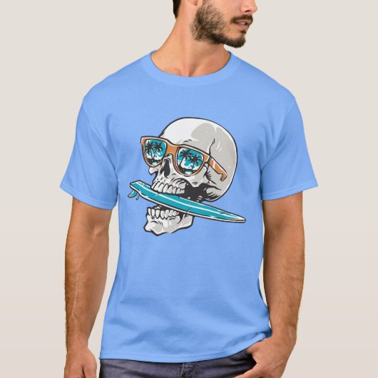 Funny Surfboard Bite Summer Surf Design Tシャツ (正面)