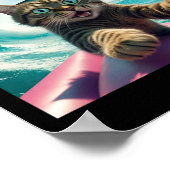 Funny Surfing Cat Selfie With Shark Meme _1 ポスター (角)