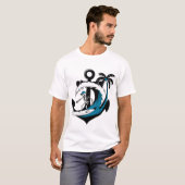 Funny Surfing Skeleton Beach Vibes Summer Surf Tee Tシャツ (正面フル)