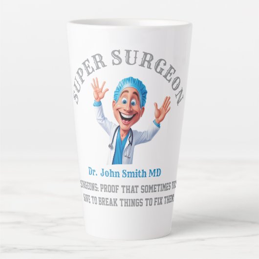 Funny Surgeon Cartoon Gift for Doctors & Nurses カフェラテマグ (正面)