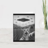 Funny Surprised Ed Cat Selfie With Alien Ufo Cat U カード (正面)