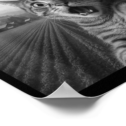 Funny Surprised Ed Cat Selfie With Alien Ufo Cat U ポスター (角)