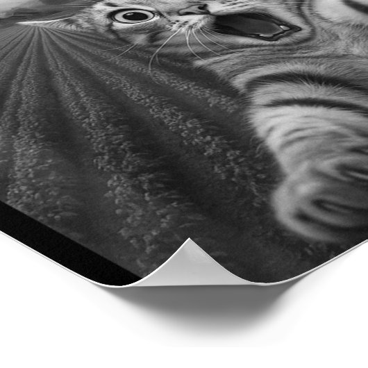 Funny Surprised Ed Cat Selfie With Alien Ufo Cat U ポスター (角)