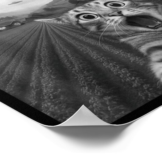 Funny Surprised Ed Cat Selfie With Alien Ufo Cat U ポスター (角)