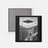 Funny Surprised Ed Cat Selfie With Alien Ufo Cat U マグネット (正面/裏面)