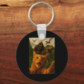 Funny Surprised Ed Cat Selfie With Bigfoot T-rex キーホルダー (正面)